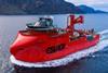 The image shows an Esvagt SOV on the water