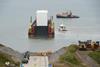 Terra Marique is seen preparing to offload the 498 tonne module at Sellafield