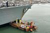 The image shows  ScaffFloat's floating platform inclination tests on two British Navy Frigates at A&P Falmouth
