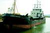 Bow and error. The Donald Redford alongside the Lafarge Aggregates yard on Fareham Creek earlier this month.
