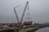 ALE’s LR1750 crane lifting the 274t ship (Photo: Charlotte Graham – CAG Photography Ltd)