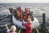 Those recued were mainly Syrian refugees in rubber dinghies unfit for the open sea