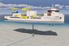This 3D image shows the vessel installing rock on top of a subsea energy cable