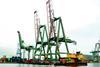 The 400 tonne cranes are moved across the Port of Tilbury last month.