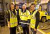 Andrew Moffat, CEO, Port of Tyne, with apprentices Leigh Alder, Tom Hall and Jordan Gibson