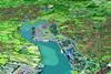 An aerial view model shows the Port of Southamptons proposed Dibden Bay terminal on the left.