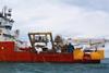 'Fugro Saltire' deploying Fugro’s Q1400 trencher and at the stern the cable-lay spread system