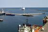 The Anholt Offshore Wind farm can be seen from Grenaa Harbour.