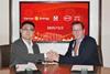 Tom Wang, Sales director with BYD (L) and Ole Jacob Irgens, Regional director EMEA and Asia, with Corvus