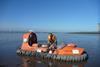 Inter-tidal sediment core sampling in the Forth Estuary from Ecospan’s hovercraft