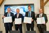 Four members of the HPA showcasing an expansion agreement for Waltershofer Haven