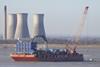 The cable lay barge ‘UR101’ is seen at Pegwell Bay installing the export cable for the Thanet Offshore Windfarm.