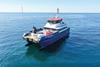 The image shows a Damen 2610 Fast Crew Supplier on the water