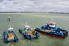 Workboats from the Meercat range off the yard at Hythe, Southampton