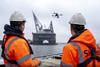 An aerial drone transferred a messenger line 400m during the trial (Kotug)