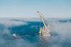 The picture shows Jan De Nul's heavy-lift vessel Les Alizés at the Thor windfarm