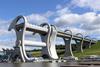 The Falkirk Wheel rotating boat lift connects the Forth and Clyde Canal with the Union Canal