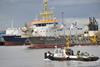 Westminster Dredging's 5,580 m3 capacity trailer Crestway is seen at work in the Port of Tyne.
