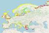 EMODnet Pan-European overview maps of shoreline migration (red = landward; yellow = stable; green = seaward)