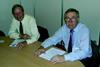 Brian Slade and Alan Dickinson, President and Vice-President of the SSA respectively, make their case at Seawork 2006.