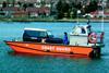 The RTK Logistic Support Boat features a manually operated bow ramp which enables a Land Rover to drive on board.