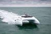 The 10 metre prototype is powered by a pair of 200hp outboard motors