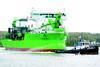 Marieke is taken under tow following its launch at IHC Holland Merwedes Sliedrecht yard.