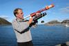 The Rescue Buoy MOB has an air propelled, not pyrotechnic, launch device