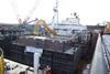 The installation of the 12.5m section goes ahead at the CL dockyard.