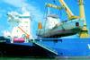 The Jumbo Javelin made light work of lifting the Sri Lanka Port Authoritys dredger back into the water.