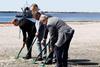 The image shows Thomas Danielson and port executives taking shovels to the ground at Esbjerg