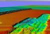An SRD derived seabed visualisation in 3D shows clearly which area has been dredged.