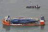 The ferry is shown here safely loaded on board 'White Marlin' (Daily Mail)
