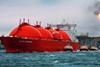 Tugs of the Bukser Hammerfest fleet assist the 'Arctic Princess' to berth at the new terminal.