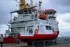 Dec 11: SMB ‘James Caird IV’ is seen on the quay with mothership ‘HMS Protector’ alongside