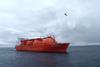 The ShipArrestor trial underway with drifting LNG tanker 'Arctic Princess'.