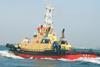 JP Knight's new tug 'Kintore' is shown on trials in Japan.
