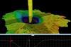 The EIVA NaviSuite Edulis offers detailed visualisation of sonar data in a 3D environment, combining a digital terrain model and cross profiles of the scour area in one view