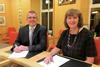 The contract signing, with Sandra Laurenson, Chief Executive, Lerwick Port Authority, and James Woodward, Area Sales Manager, Transas