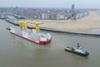 The tug and barge depart from Ostend (Alfons Hakans)