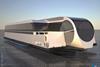 The futuristic passenger transport vessel is inspired by rail