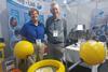 Marc van der Zwan, managing director and Helen van der Zwan, director of Zwanny Ltd with the Foilex micro weir skimmer pictured at Seawork