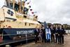 Guests including 'Svitzer Kent's' godmother at the tug's naming at Greenwich (Svitzer)