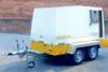 The new pump is mounted on a twin axle trailer and enclosed with an acoustic hood.