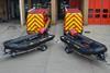 The boats are mounted on trailers supplied by SBS Ltd and towed by specialised support vehicles