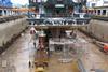 Works underway on the multi-purpose workboat Arkona at the Nobiskrug Shipyard