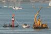 The yacht is rescued very quickly following its collision with the navigation mark. Photo by Graham Dubber