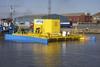 The Neptune Proteus full scale demonstrator is seen undergoing in-water testing at Hull’s Albert Dock.