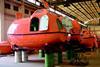 Lifeboats manufactured in China await delivery to European markets.