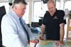 SMS Towage’s Captain John Pinder, right, with Hugh Patience, SMS’s marine manager and assessor